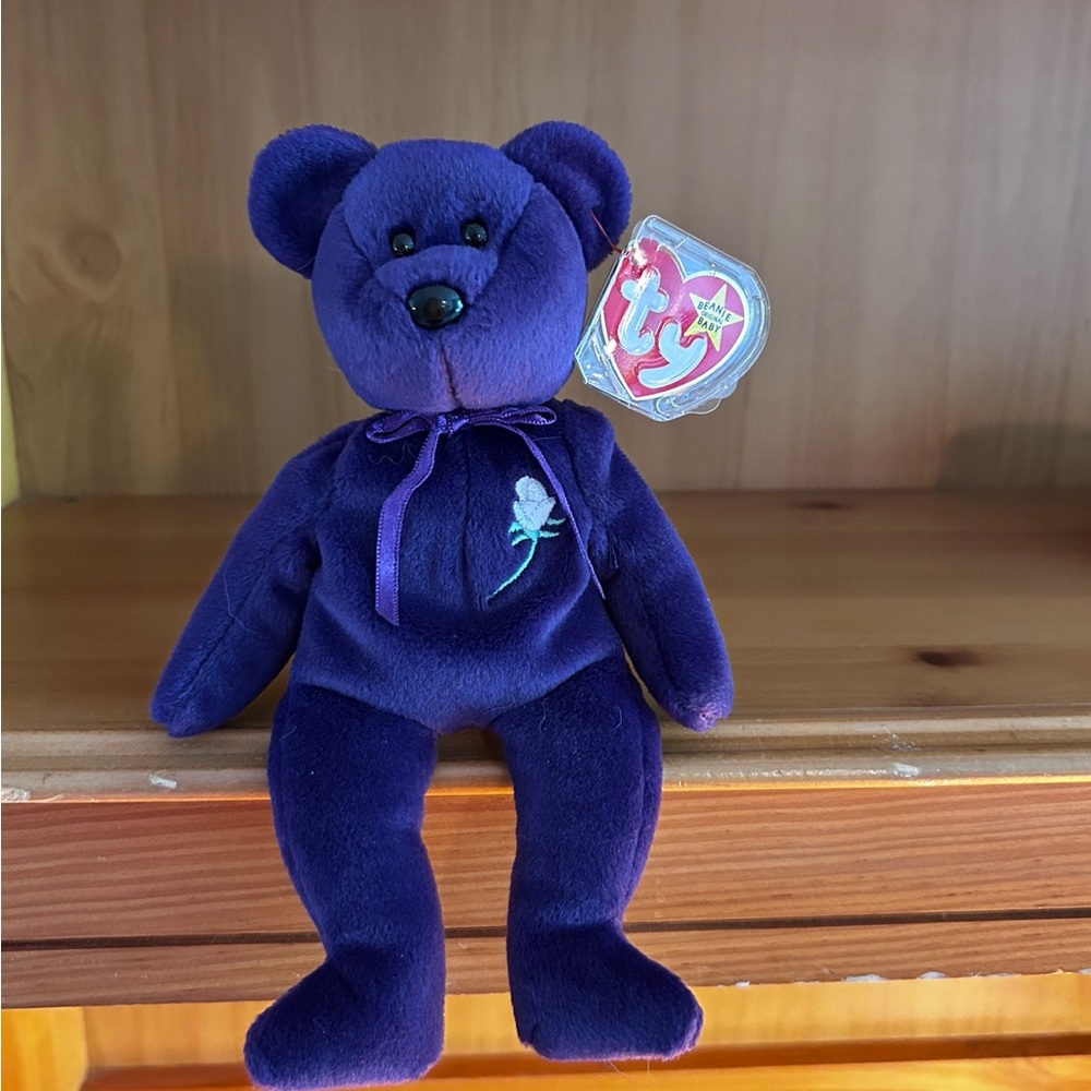 Iconic Princess Diana Beanie Baby with Rose Embroidery